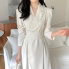 2025早春【新品法式轻奢赫本风 显瘦西装连衣裙】韩版气质翻领 收腰长裙 商品缩略图0