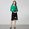 EITIE爱特爱复古宫廷风V领腰封设计绿色短款衬衫上衣24春季新款A2413309 商品缩略图3