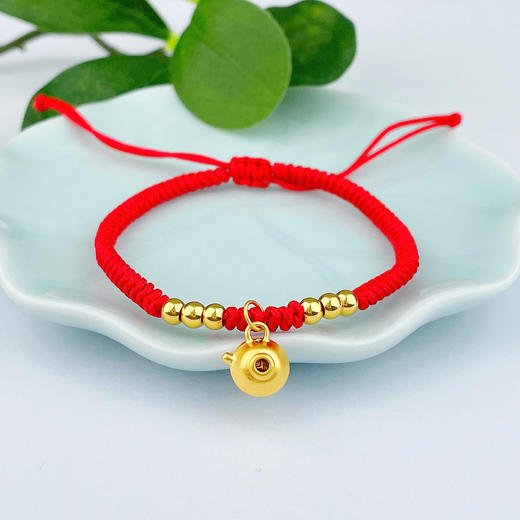 【限时7.5折】【定价黄金】足金 #儿童/宝宝 #六一儿童节、周岁礼推荐3D硬金金饭碗六六大顺红绳调节成品手串（宝宝、大人都适戴）(AA3DSC00210)（预售产品下单后不退款不退货不换货不补差价） 商品图1