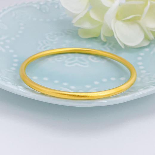 【限时克减150元元】足金999.9 【磨砂实心】古法传承面宽约3.3-3.5mm古法素圈古法光圈固口古法手镯(GFSZW00013-07)（预售产品下单后不退款不退货不换货不补差价） 商品图0