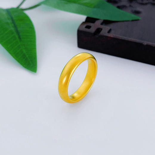 【限时克减150元】足金 古法空心光圈戒指素圈戒指固口圈戒（面宽约4.3-4.7mm）内平外弧戒指宽面戒指扁素圈戒指(AIGFJZ00004-3)（预售产品下单后不退款不退货不换货不补差价 商品图1