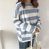 2025春秋【漂亮条纹学妹t恤女】韩版新款 时尚女装 宽松大码打底衫 商品缩略图0