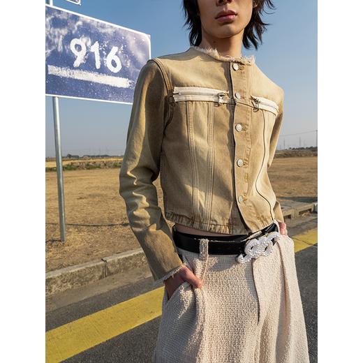 GOODBAI 916 毛边圆领水洗牛仔外套 商品图0