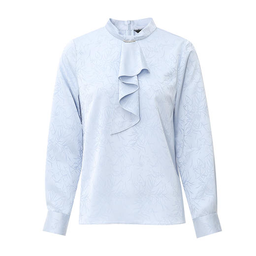 EITIE爱特爱气质通勤立领飘带直筒显瘦蓝色新中式衬衫上衣24新款A2413303 商品图5