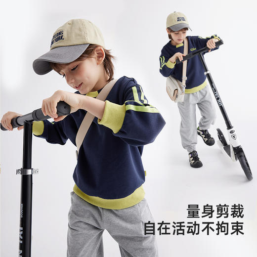 【32支高支棉纱 舒适好穿】儿童潮趣拼接结构圆领卫衣PCWY2405 商品图2