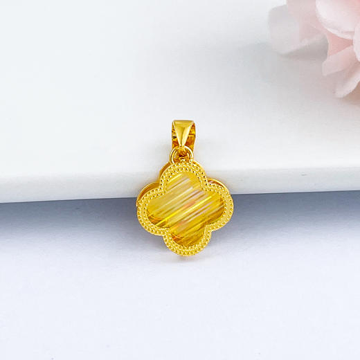 【限时7.5折】【定价黄金】足金999 (足金999字印)5G黄金CNC七彩影底吊坠四叶草吊坠(5GDZ00188)（预售产品下单后不退款不退货不换货不补差价） 商品图0