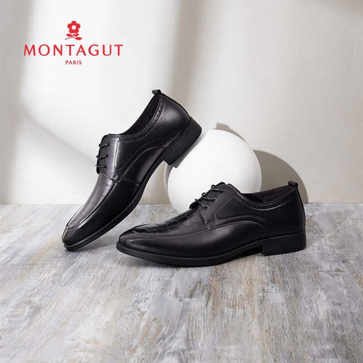 梦特娇正装商务德比鞋头层牛皮英伦风压花皮鞋 商品图2