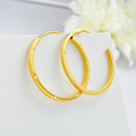 【限时克减150元】足金999 5G黄金光面简约点点耳圈(AG5GES00101)（预售产品下单后不退款不退货不换货不补差价） 商品图1