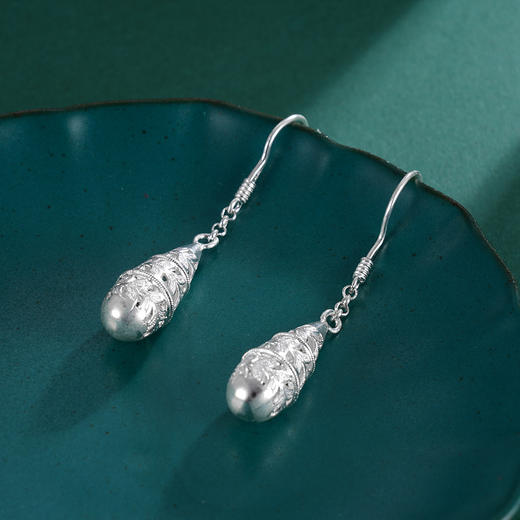 子佩集S990银【沁雪】耳环【MXEH002】花丝水滴2401 商品图4