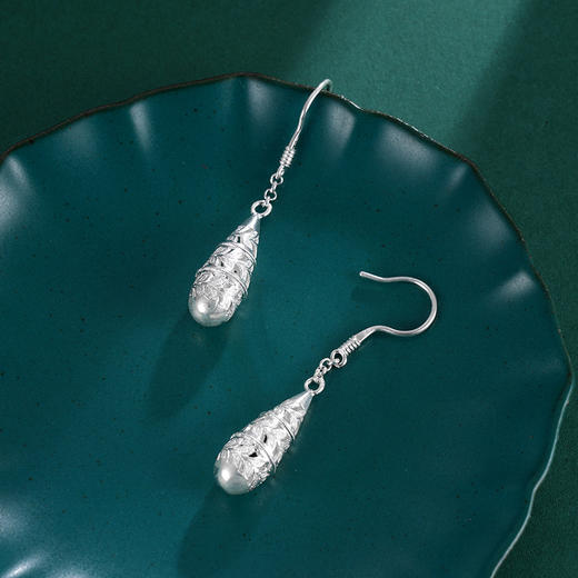 子佩集S990银【沁雪】耳环【MXEH002】花丝水滴2401 商品图0