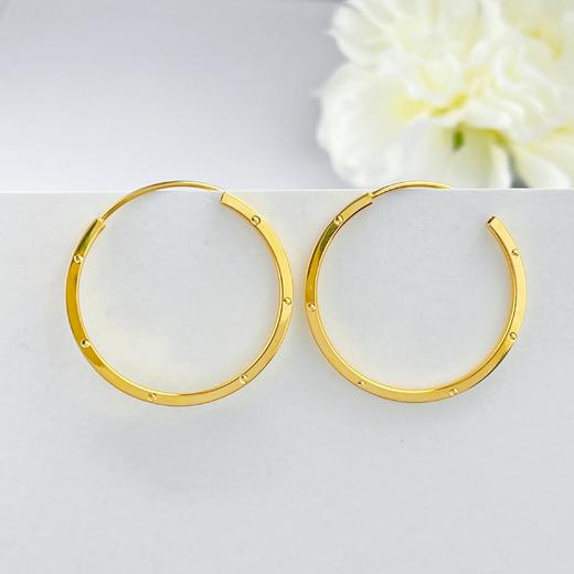 【限时克减150元】足金999 5G黄金光面简约点点耳圈(AG5GES00101)（预售产品下单后不退款不退货不换货不补差价） 商品图0