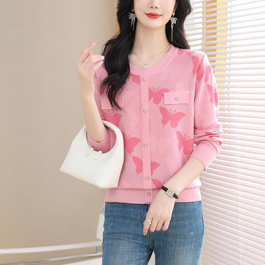 春装新款，漂亮印花针织衫女套头薄款毛衣早春上衣洋气打底衫CC-89-28191 商品图1