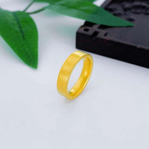 【限时克减150元】足金999.9 古法空心光圈戒指素圈戒指固口圈戒（面宽约4.7-5.2mm）光面四方戒指(AIGFJZ00005-2)（预售产品下单后不退款不退货不换货不补差价 商品图1