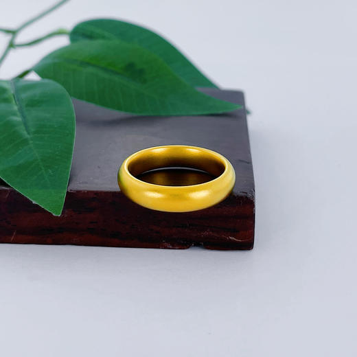 【限时克减150元】足金 古法空心光圈戒指素圈戒指固口圈戒（面宽约4.3-4.7mm）内平外弧戒指宽面戒指扁素圈戒指(AIGFJZ00004-3)（预售产品下单后不退款不退货不换货不补差价 商品图0