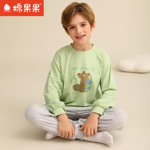 棉果果专柜同款春季新品内衣家居男宝5A抗菌抗菌套头套装M111302224751 商品图1