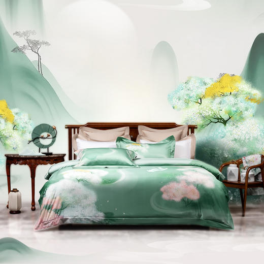 多喜爱山海经 60S贡缎长绒棉四件套 夜阑谣/落花文鳐/紫藤夫诸/守护夫诸/繁花似梦/蒹葭风晚/清辉夜凝hlcs 商品图8