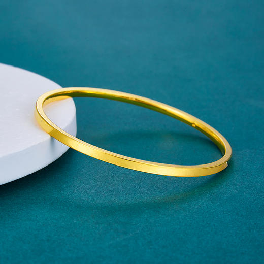 【限时克减150元】足金999.9 四方光圈手镯光面四方素圈手镯实心固口手镯（面宽约2.8-3.2mm）(SZ00349)（预售产品下单后不退款不退货不换货不补差价） 商品图0