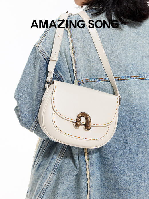 Amazing Song乙颂 栗子包小号新款牛皮通勤斜挎马鞍包女 商品图1