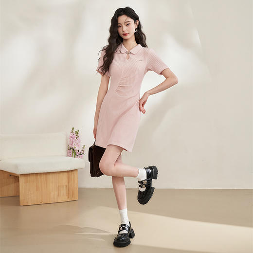 Polo领辣妹连衣裙女春季新款收腰镂空抽褶短裙V0440284 商品图1