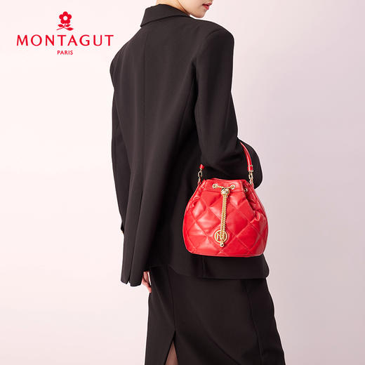 【蛇年中国红礼品系列】梦特娇法式优雅百搭福袋水桶包 商品图7