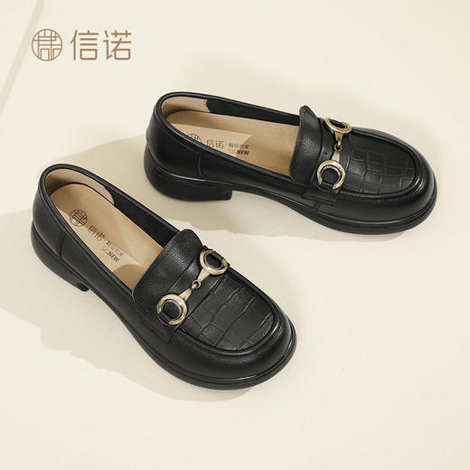 信诺舒适乐福鞋女2024新款春季软底小皮鞋复古百搭女士妈妈鞋单鞋24C8681-8T 商品图2