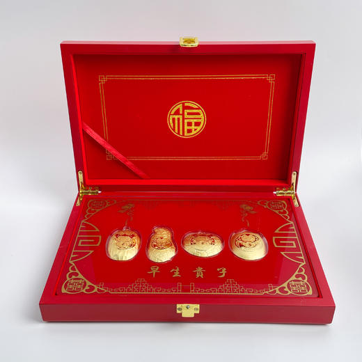 【限时克减150元】足金#婚庆 早生贵子摆件礼盒婚庆礼盒盒陪嫁嫁妆订婚四件套摆件礼盒（配精美包装/手提袋、NGTC国检证书）(ATBJ00022)（预售产品下单后不退款不退货不换货不补差价） 商品图2