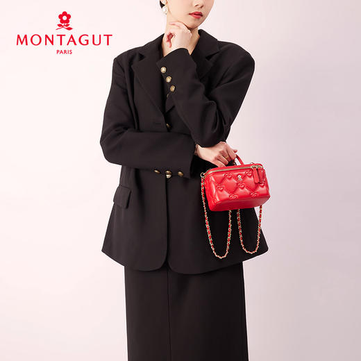 【蛇年中国红礼品系列】梦特娇新款心心相印盒子化妆包小挎包 商品图0