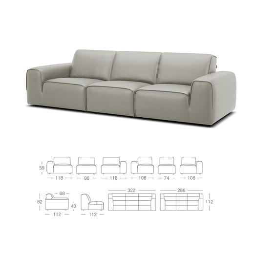 顾家家居整装 现代意式 皮艺沙发 KZ.1039(B) 黑曜 商品图9