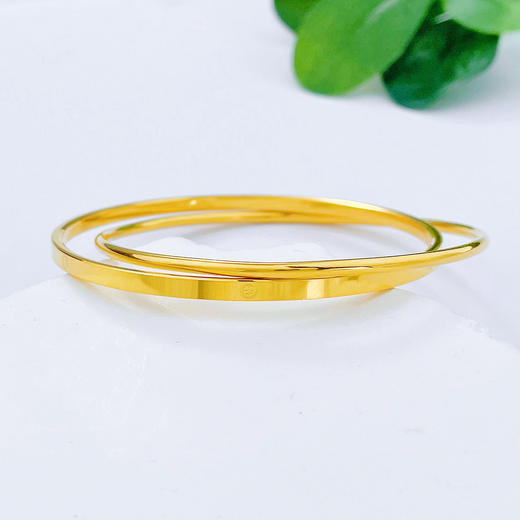 【限时克减150元】足金999.9 【精品】实心固口双环手镯镜面金手镯(AISZ00366)（预售产品下单后不退款不退货不换货不补差价）（预售产品下单后不退款不退货不换货不补差价） 商品图0