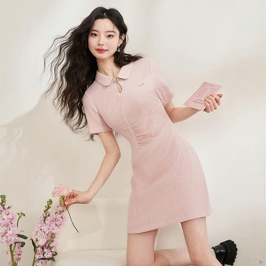 Polo领辣妹连衣裙女春季新款收腰镂空抽褶短裙V0440284 商品图2