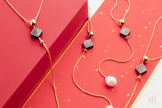 正念·梅兰竹菊小叶檀巴洛克珍珠蛇骨长链+多用耳饰 商品图5