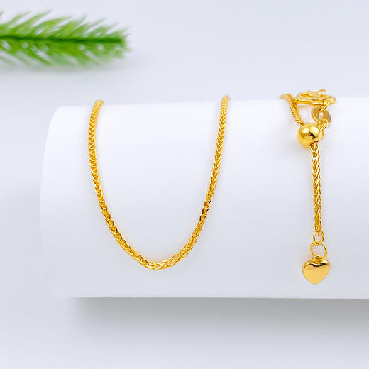 【限时克减150元】足金999 (足金999字印)5G黄金心尾款抽拉调节方肖邦链项链(5GXL00072-03)补差价）预售产品下单后不退款不退货不换货不补差价 商品图1