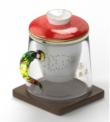 龙杯凤杯茶杯套装五粮液定制(黄色+红色)