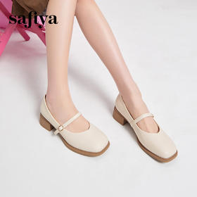 Safiya/索菲娅2024春季法式温柔风浅口方头百搭中跟玛丽珍鞋 SF41111139