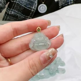 HZ/18K翡翠佛公吊坠赠链