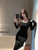 2025早春【新款甜辣酷连衣裙 法式气质】修身显瘦 黑色长款鱼尾裙子女装 商品缩略图2