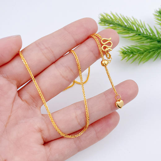 【限时克减150元】足金999 (足金999字印)5G黄金心尾款抽拉调节方肖邦链项链(5GXL00072-03)补差价）预售产品下单后不退款不退货不换货不补差价 商品图2