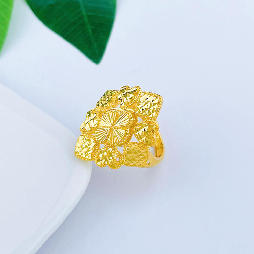 【限时克减150元】足金999.9 活口超薄夸张戒车花菱形女戒(AF020JZ00061)（预售产品下单后不退款不退货不换货不补差价 商品图1