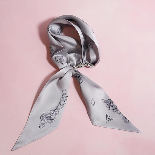 ATELIERSÓ 24SS 胶囊系列-樱桃红克拉印花丝巾 商品图7