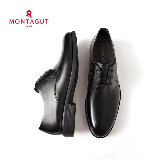 梦特娇男鞋商务德比鞋头层牛皮正装鞋婚鞋系带皮鞋 商品图6