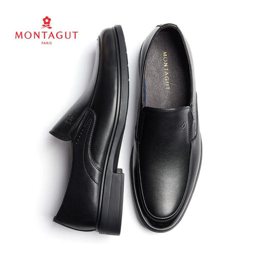 梦特娇正装皮鞋商务休闲套脚头层牛皮一脚蹬舒适皮鞋 商品图6