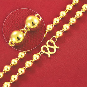 【限时克减150元】足金999.9 光珠链纯光珠(约6.1-6.5mm)纯圆珠项链佛珠项链(XL00003-17)补差价）预售产品下单后不退款不退货不换货不补差价