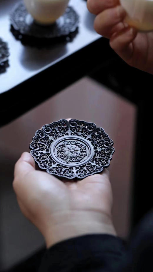 锦绣繁花°缠枝莲纹紫光檀杯垫杯托  6个/套 商品图5