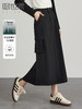 【专属特价】熙世界工装风半身裙2025早秋新款高腰黑色赫本风开叉直筒中长裙 商品缩略图0