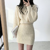 早春新款【韩系麻花立领针织 包臀连衣裙女】灯笼袖 收腰显瘦 毛衣裙 商品缩略图1