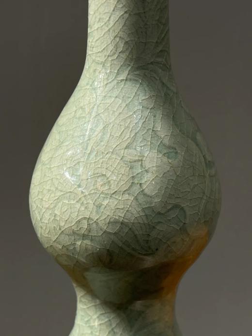 象嵌詩文刻花卉纹青瓷葫芦瓶，顺丰包邮 商品图4