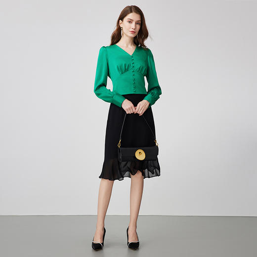 EITIE爱特爱夏季新款优雅温柔高腰显瘦半身裙7306011 商品图1