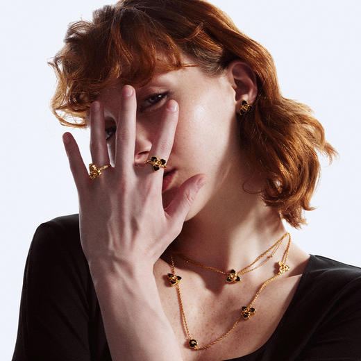 ATELIERSÓ x deepmoss 23AW 合作系列-三花玛瑙拼接长链（金） 商品图4