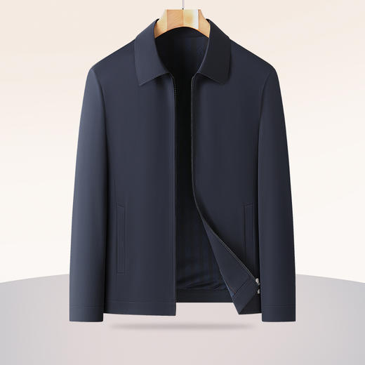 【新款DLC】大依优型大码男翻领夹克拉链外套男商务休闲加肥加大夹克上衣胖子显瘦 商品图1