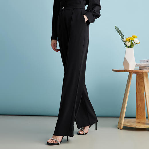 EITIE爱特爱春季新款时尚职业干练通勤百搭显瘦长裤女裤A2405309 商品图3